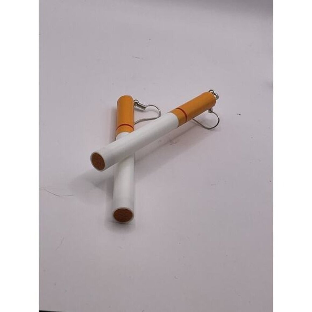 Quirky Cigarette Lookalike Earrings With Silver Hooks